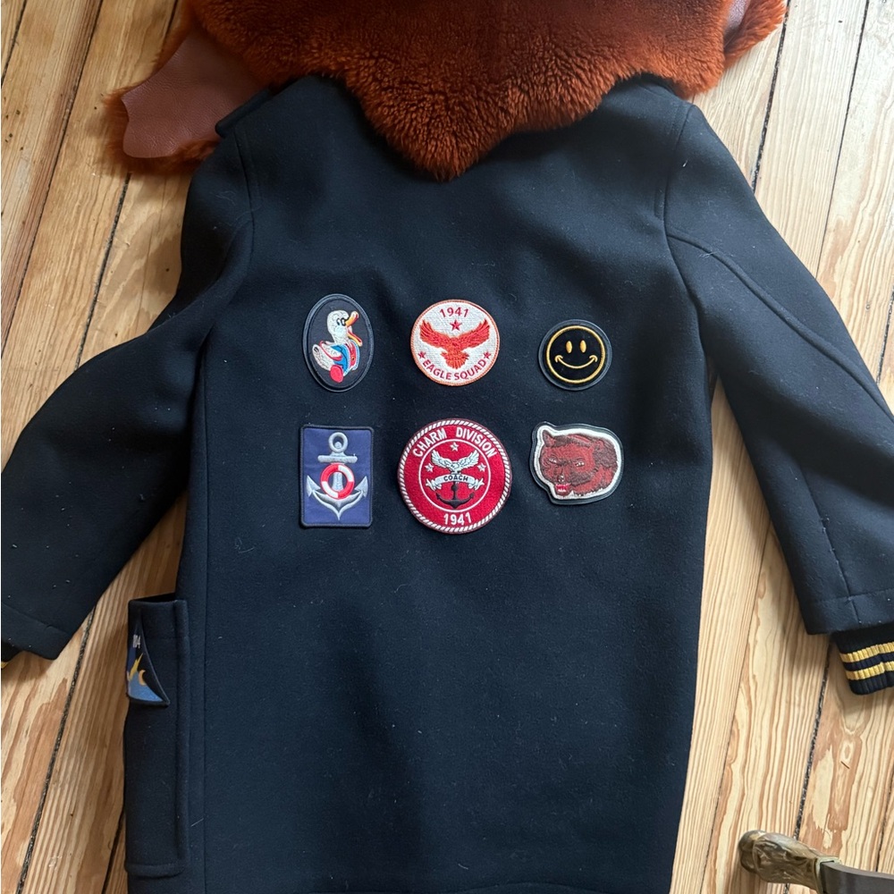 Coach Black Pea Coat with Brown Fur Collar - Picture 3 of 3